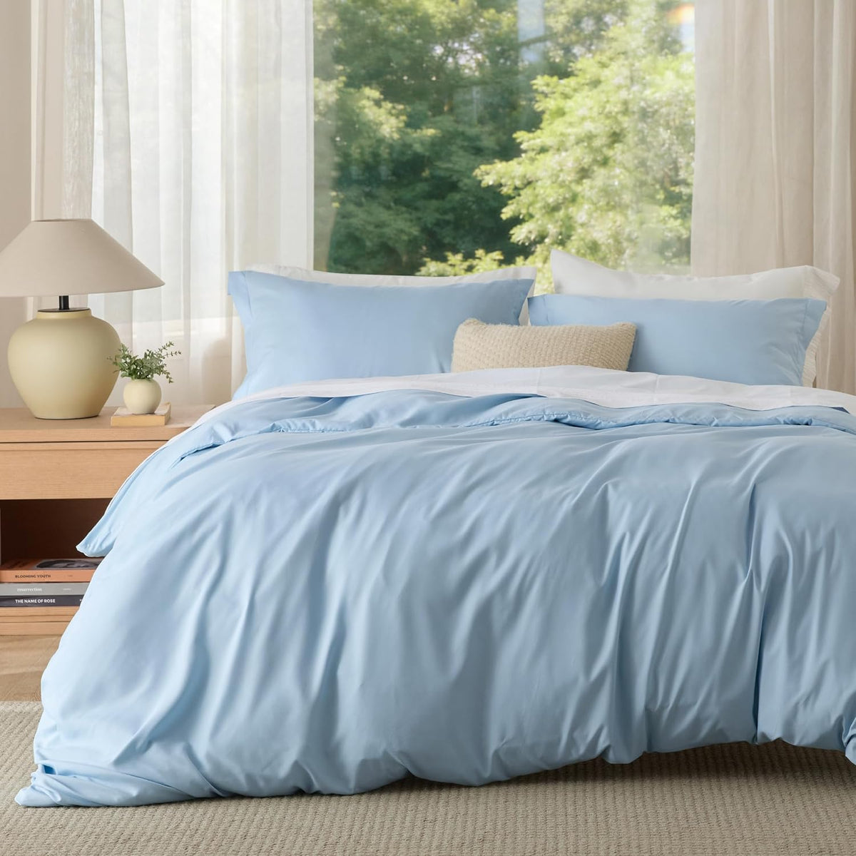Bedsure Duvet Cover Queen Size, 3Pcs Soft Double Brushed Bedding Set, White