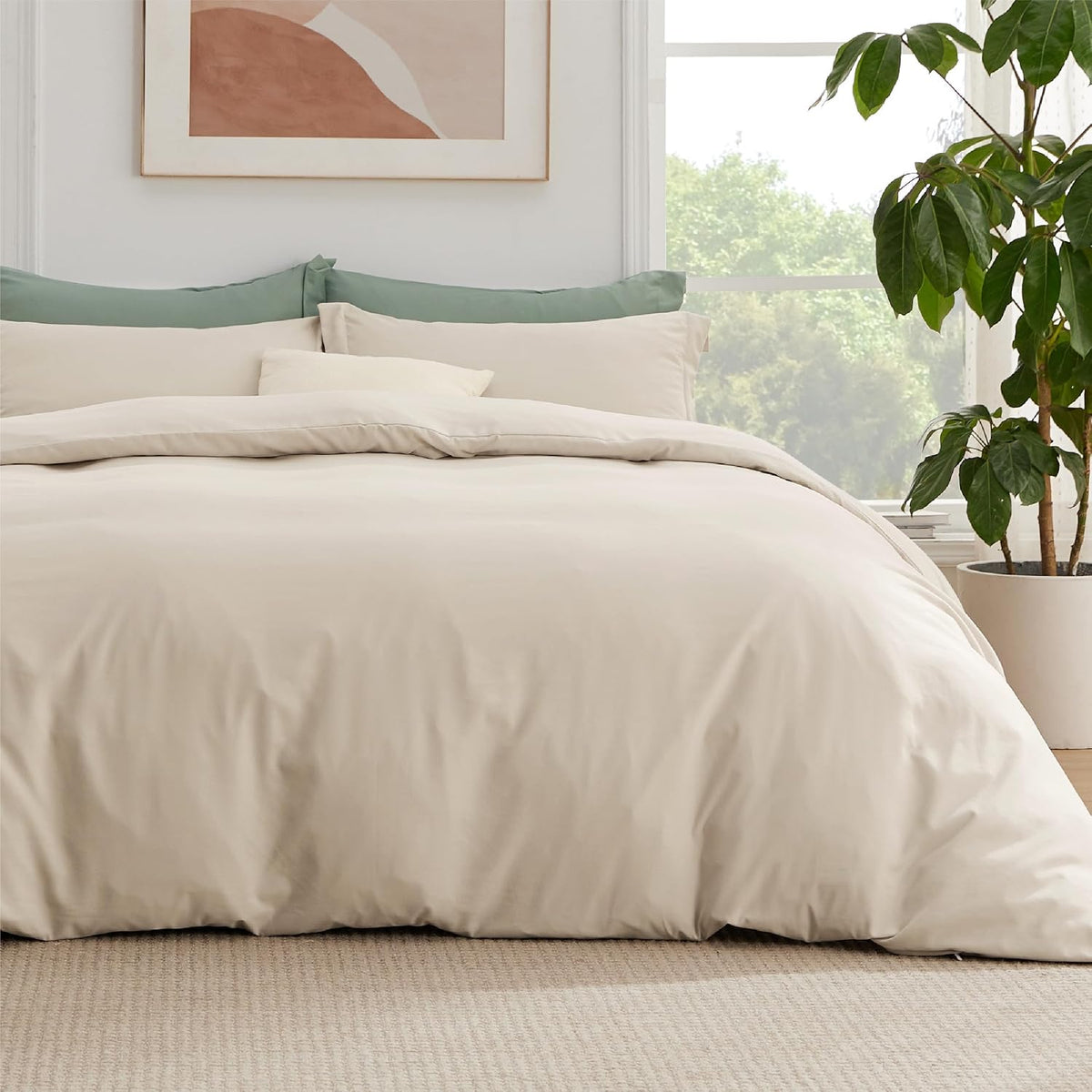 Bedsure Duvet Cover Queen Size, 3Pcs Soft Double Brushed Bedding Set, White
