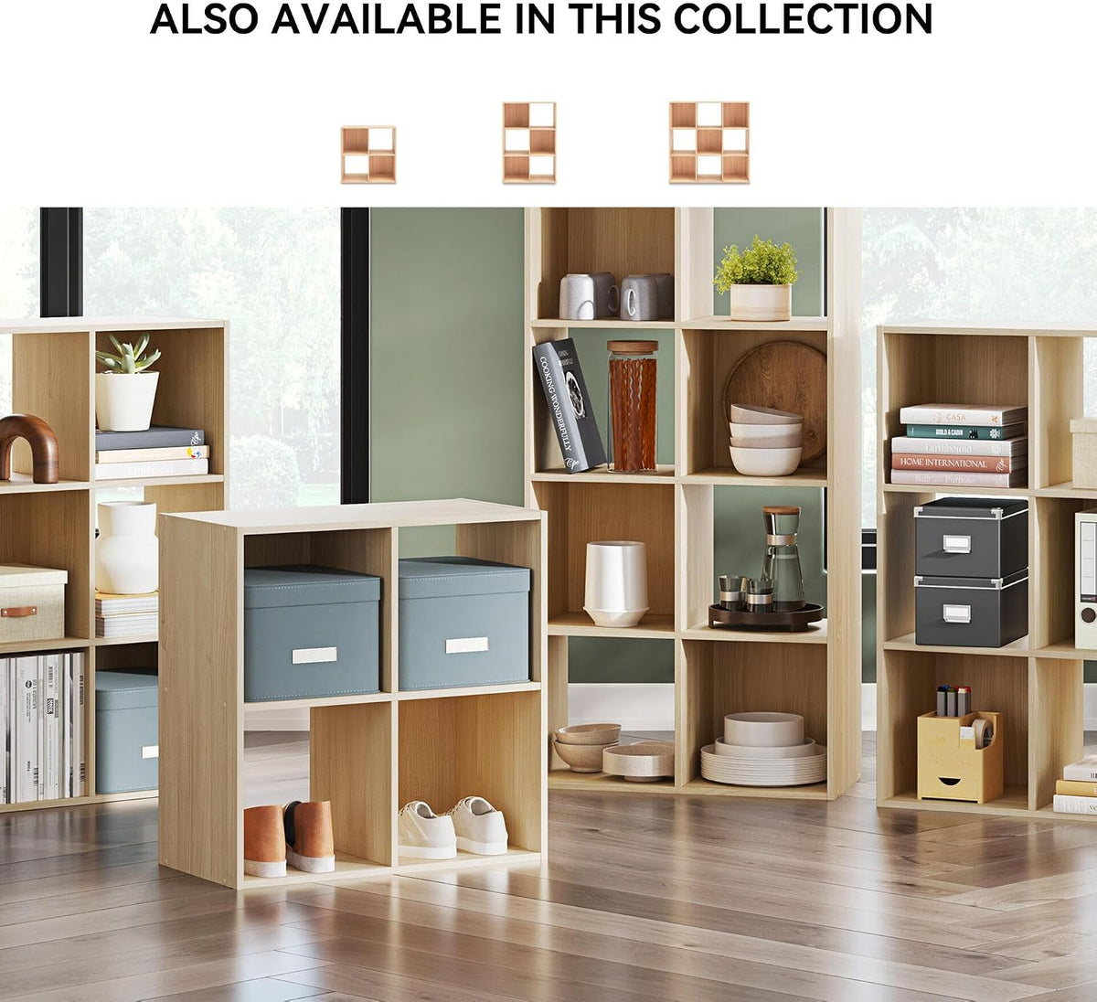 Signature Design by Ashley 8 Cube Storage Organizer Bookshelf, Light Brown | Durable engineered wood, Space-saving vertical 8-cubby floor mount, Fits standard 10.5-inch bins, Piperton Series