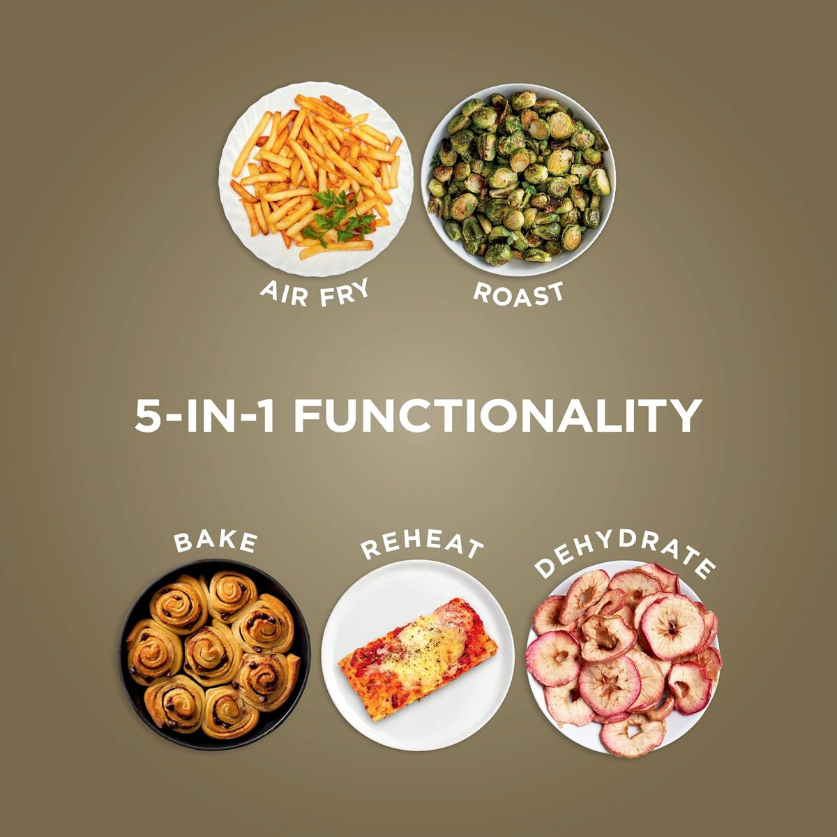 Ninja Air Fryer Pro, 5 Qt, 5-in-1, Stone, AF142SD | Air fry, bake, roast, reheat, dehydrate, 1750W, 400F max, Fits 4 lbs fries, Dishwasher-safe