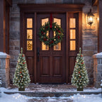 HOMCOM 4ft Pre-Lit Slim Artificial Christmas Tree Set of 2, 100 LED Lights