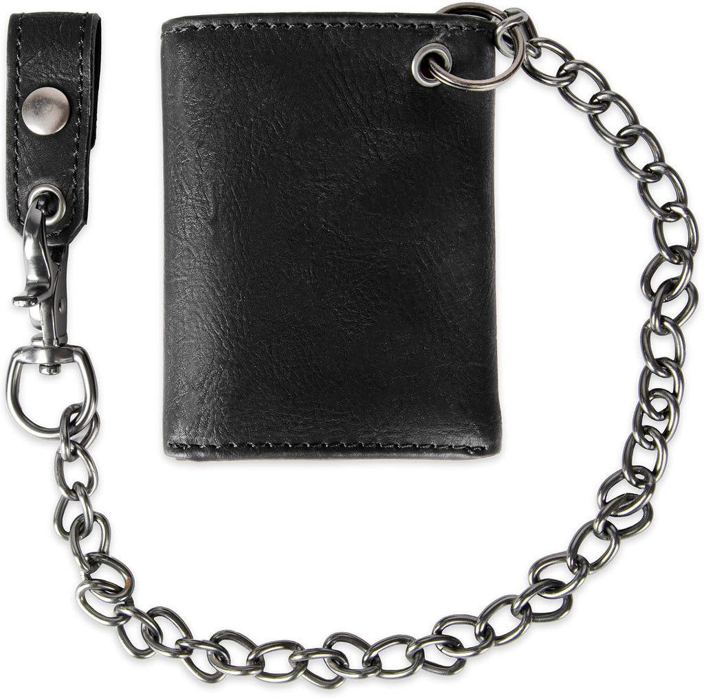 Levi's Men's Trifold Wallet - Sleek and Slim Includes ID Window and Credit Card Holder,Black with Chain