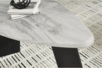 Signature Design by Ashley Lilyberg 3 Piece Coffee Table Set, Black Legs | Engineered wood and decorative laminate, Replicated Carrara marble top, Triangular modern coffee table set, Living room use