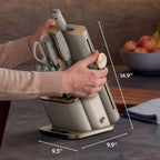 Ninja® NeverDull® 10-Pc German Steel Knife Set, Stone Gold, NK32010SD1 | Stays razor-sharp 10+ years. Premium German steel. Removable sharpener stores in a drawer saving up to 35% more counter space