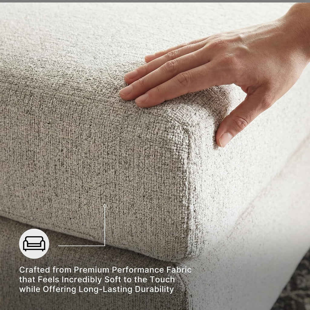 Signature Design by Ashley Soletren Oversized Ottoman, Stone | Plush stone beige chenille upholstery, Wood and engineered wood frame, 48-inch rectangular living room footprint