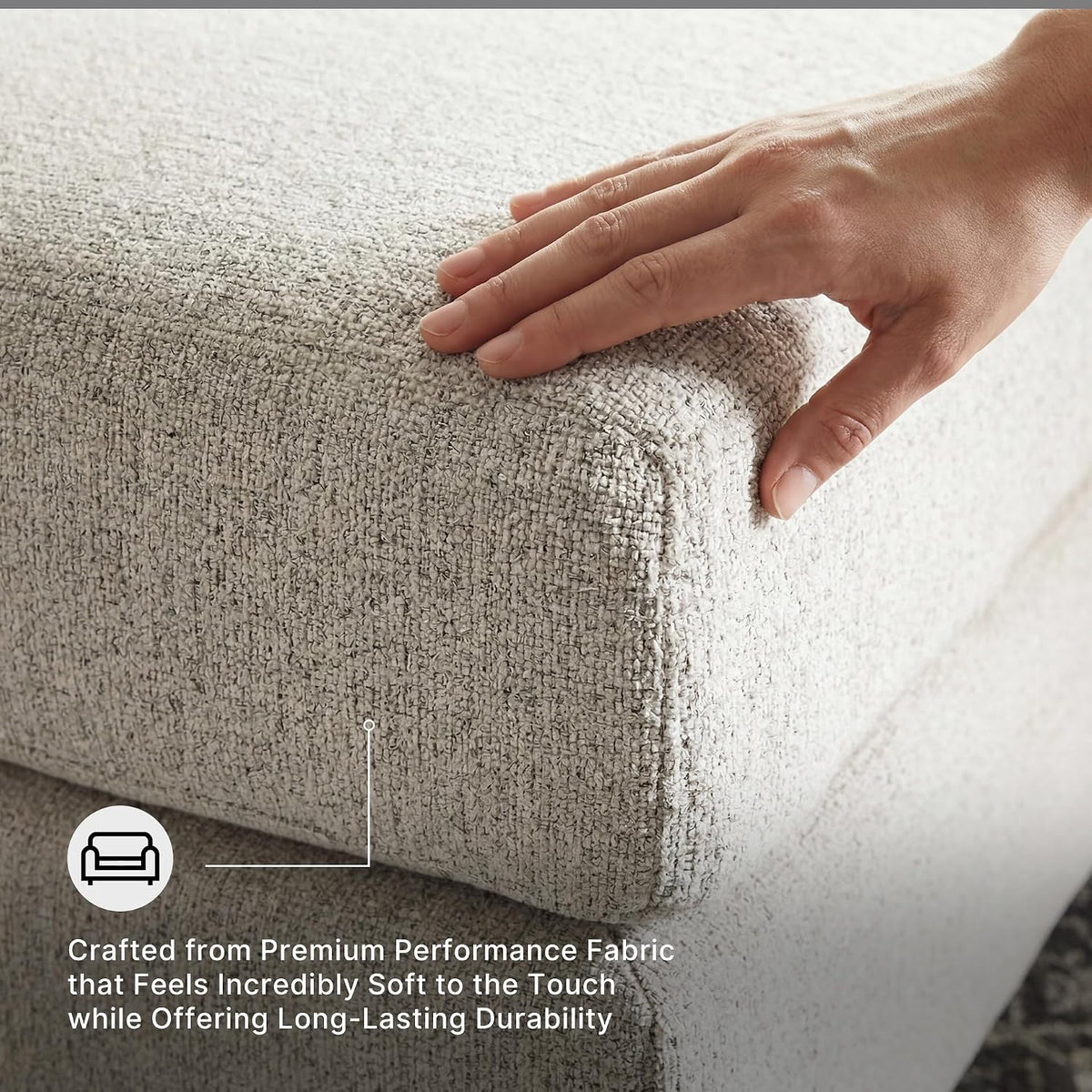 Signature Design by Ashley Soletren Oversized Ottoman, Stone | Plush stone beige chenille upholstery, Wood and engineered wood frame, 48-inch rectangular living room footprint