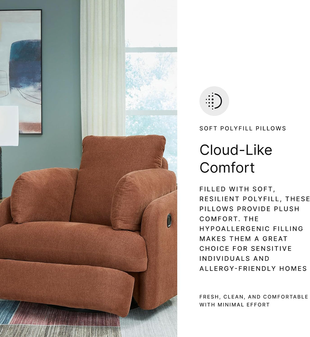 Signature Design by Ashley Modmax Contemporary Swivel Glider Recliner, Manual Reclining Chair for Living Room or Nursery, Next-Gen Nuvella Stain-Resistant Fabric, Hidden Storage, 42" W, Orange
