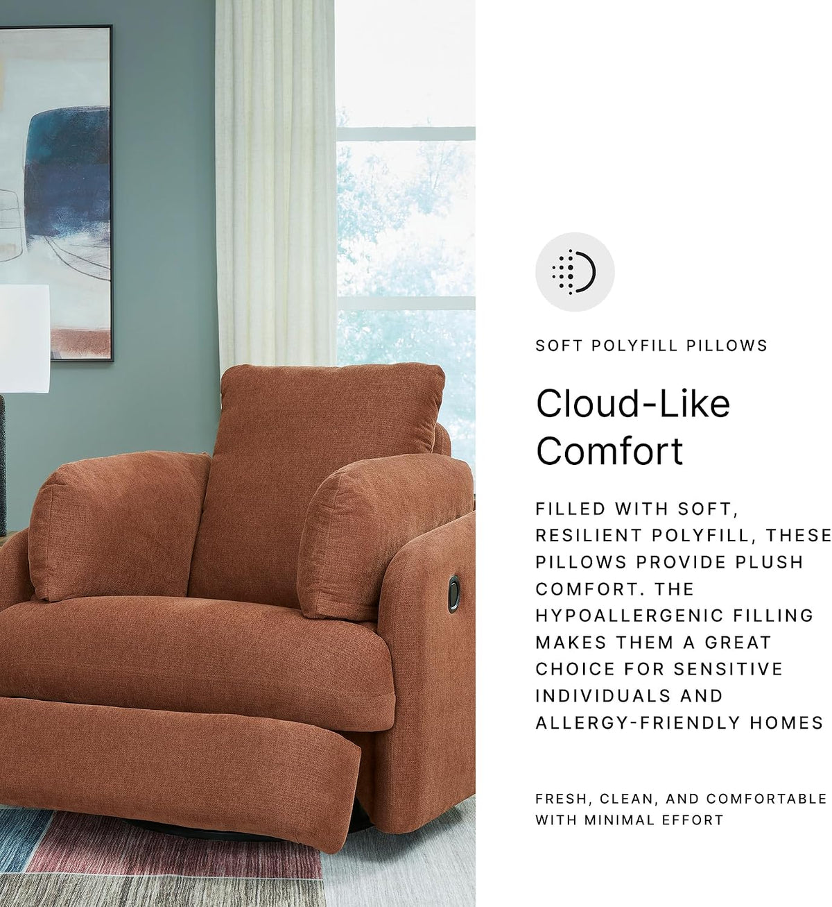 Signature Design by Ashley Modmax Contemporary Swivel Glider Recliner, Manual Reclining Chair for Living Room or Nursery, Next-Gen Nuvella Stain-Resistant Fabric, Hidden Storage, 42" W, Orange