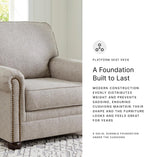 Signature Design by Ashley Gaelon Accent Chair, Dune Beige Chenille Fabric | Soft textured herringbone pattern, Sag-resistant platform foundation for even support, Traditional nailhead trim