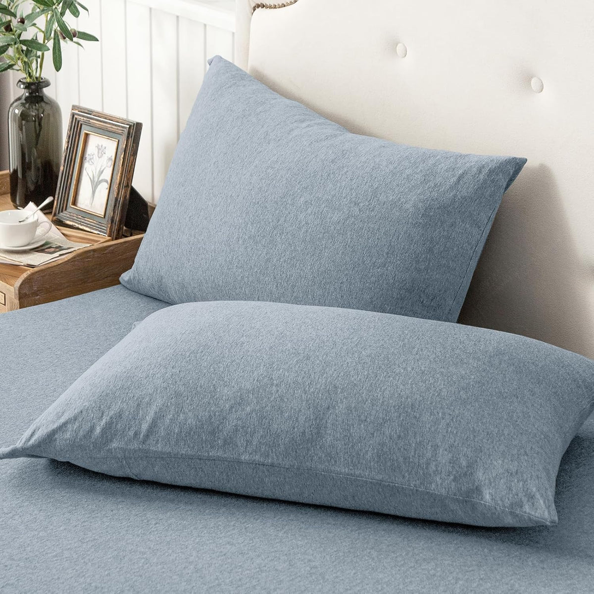 PURE ERA Jersey Knit Pillow Cases Solid Sage Green Standard