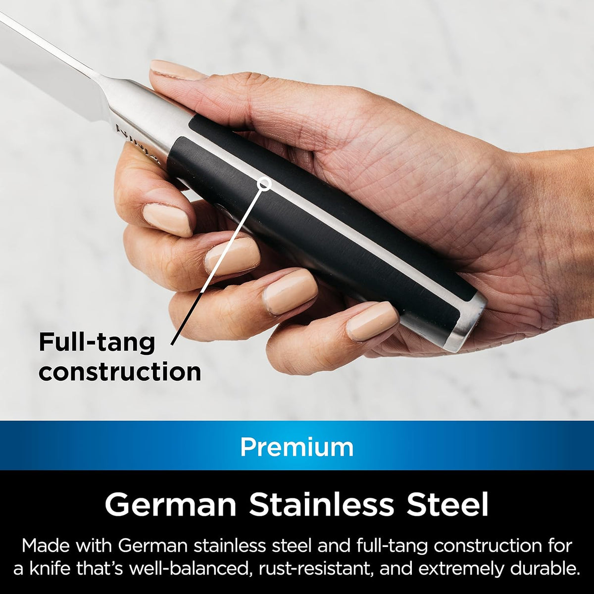 Ninja K32003 Foodi NeverDull System 3-Piece Chef Knife, Utility & Paring Set, Premium, German Stainless Steel, Black