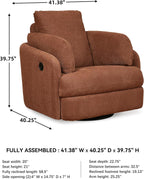 Signature Design by Ashley Modmax Contemporary Swivel Glider Recliner, Manual Reclining Chair for Living Room or Nursery, Next-Gen Nuvella Stain-Resistant Fabric, Hidden Storage, 42" W, Orange