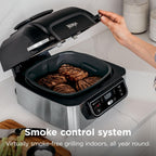 Ninja® Foodi® 5-in-1 XL Indoor Grill & Air Fryer, Black/Grey, AG301 | Cyclonic Grilling Technology for char-grilled flavor indoors year-round. 5-in-1: Grill, Air Fry, Roast, Bake & Dehydrate. XL.
