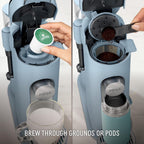 Ninja Pod & Grounds XL Coffee Maker, K-Cup Compatible, Denim Blue, PB055ABL | Brews Grounds, Compact Design, Built-In Milk Frother, 68-oz. Reservoir, 6oz. Cup-24oz. Mug Sizes