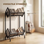 HOMCOM 50 CD Storage Rack 2-Tier Metal CD/DVD Rack Space-Saving Black