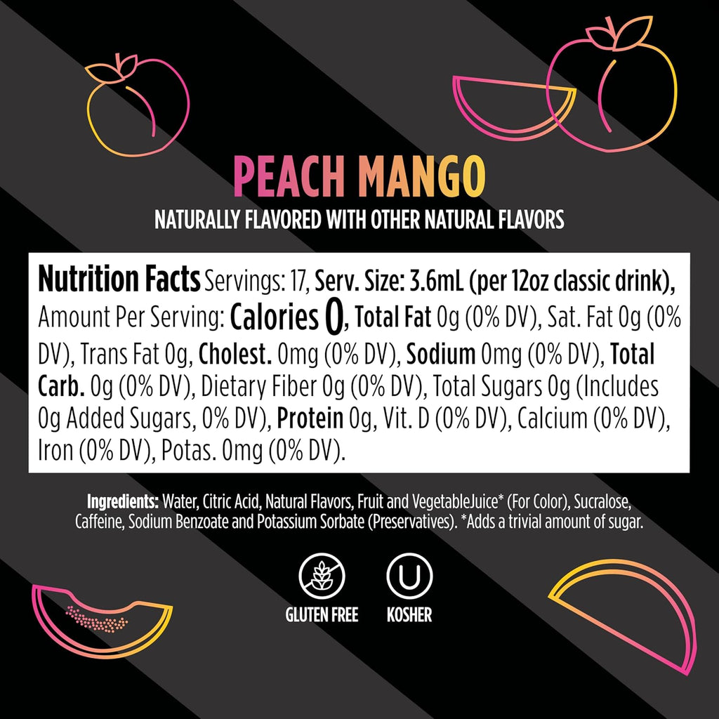 Ninja Thirsti Flavored Water Drops, Fruiti Chill+ Peach Mango with Caffeine | Zero Calories, Zero Sugar, 3 Pack, Compatible with Ninja Thirsti Drink Systems - WC1000, WC2000 & WC3000 Series, WCFPCMGAM