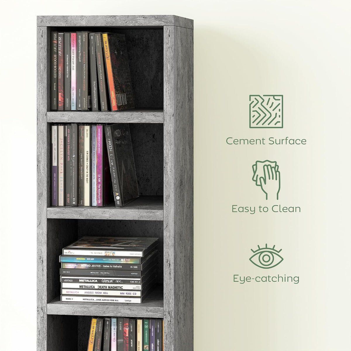 HOMCOM 204 CD Storage Unit Narrow CD Rack 12 Tiers 175 cm, Grey