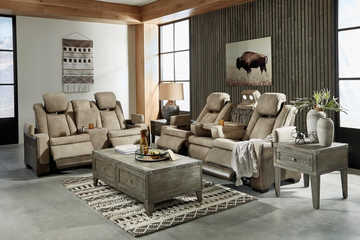 Signature Design by Ashley Next-Gen DuraPella Power Reclining Sofa, Sand | Zero gravity reclining couch, Water-repellent polyester and PU faux leather, Living room use, Medium plush foam