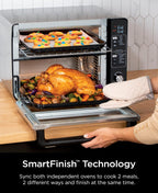 Ninja Double Oven, 12-in-1, FlexDoor, Stainless Steel, DCT401 | FlavorSeal, Smart Finish, Air fry, bake, broil, roast, toast, pizza, fits 6 lbs wings