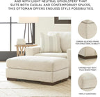 Signature Design by Ashley Large Rectangular Chenille Ottoman, Birch White | Textured polyester chenille over a durable reinforced wood frame, Pre-assembled contemporary convenience, Maggie Series