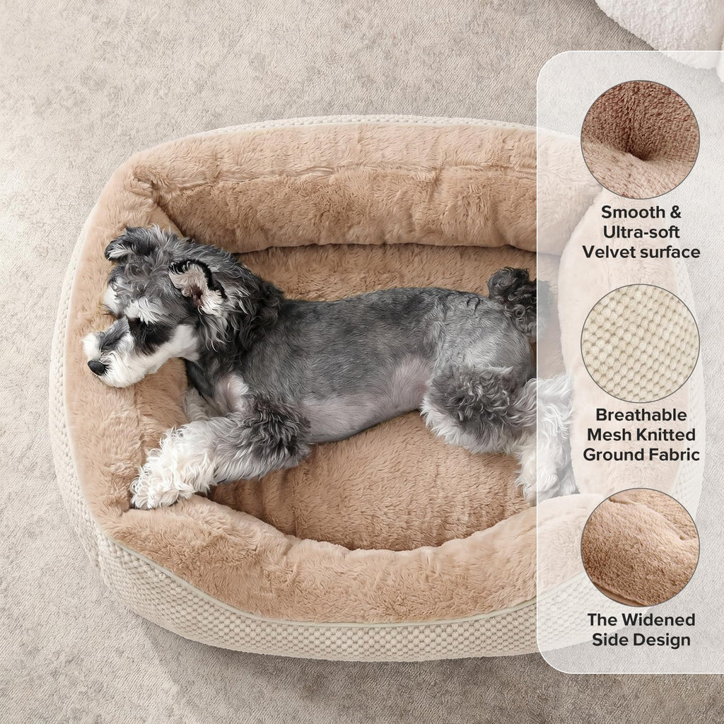 INVENHO Medium Dog Beds for Medium Dogs Washable, Rectangle Dog Bed Medium Size Dog, Orthopedic Dog Bed, Warming Soft Calming Sleeping Puppy Bed Durable Pet Bed with Anti-Slip Bottom M(30"x24"x9")