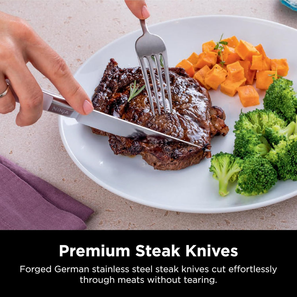 Ninja® NeverDull™ 15-Pc Wood Series Knife Block, Stainless/Walnut, K52015 | Stays razor-sharp 10+ years. Premium German stainless steel blades. Foolproof built-in sharpener. Walnut wood block & handles