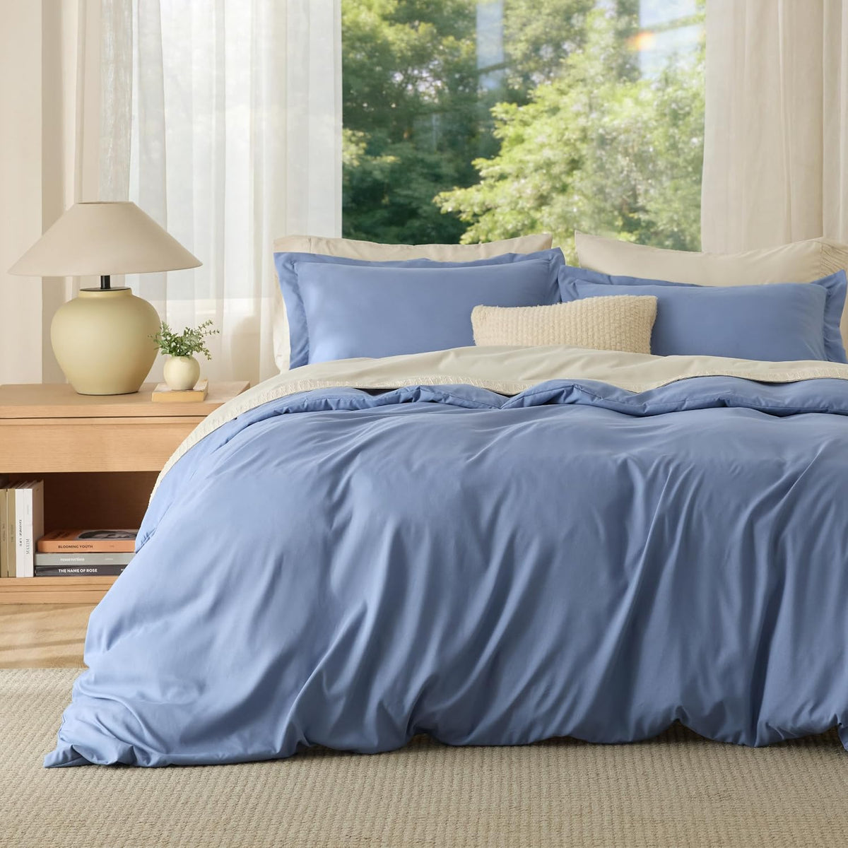 Bedsure Duvet Cover Queen Size, 3Pcs Soft Double Brushed Bedding Set, White