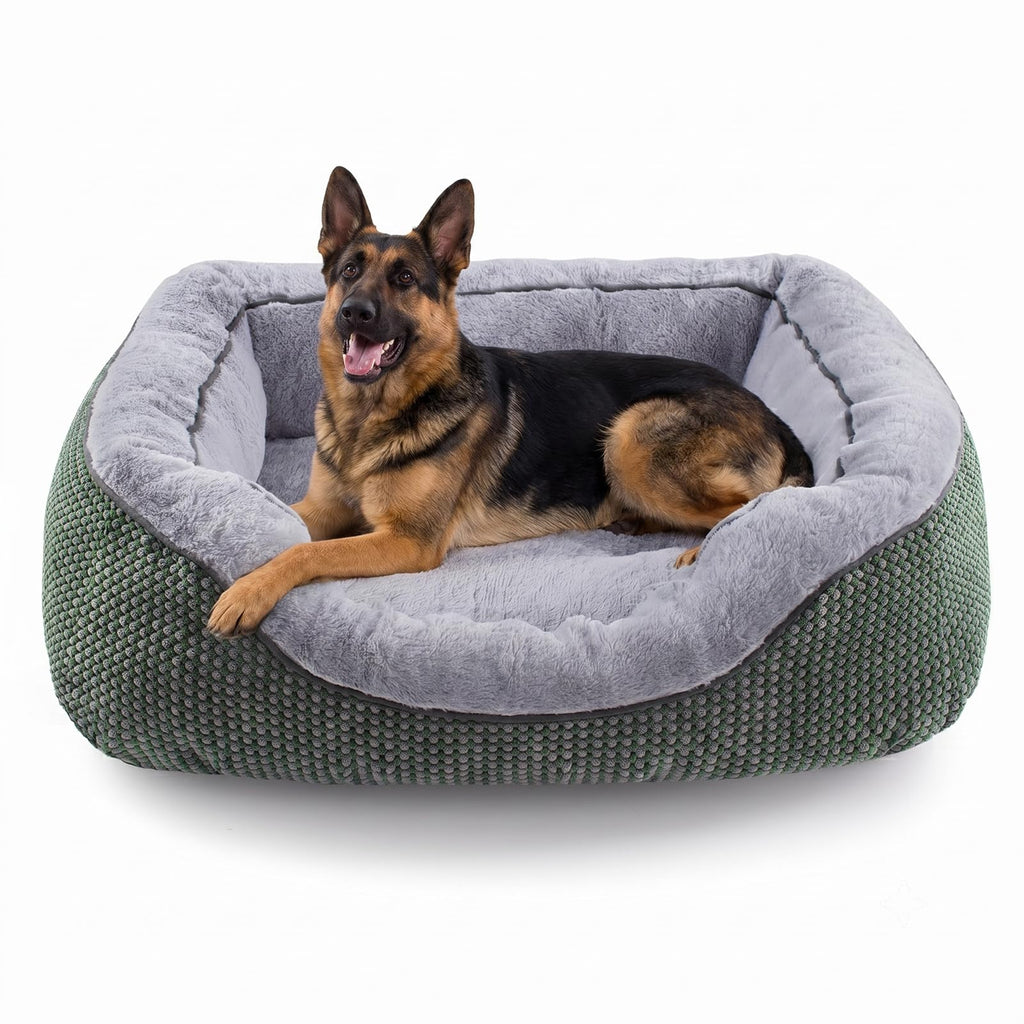 INVENHO Medium Dog Beds for Medium Dogs Washable, Rectangle Dog Bed Medium Size Dog, Orthopedic Dog Bed, Warming Soft Calming Sleeping Puppy Bed Durable Pet Bed with Anti-Slip Bottom M(30"x24"x9")