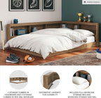 Signature Design by Ashley Deanlow Full Bookcase Storage Bed, Honey | Integrated bookcase headboard, Low-profile full size bed frame, Durable honey brown laminate, Youth rooms