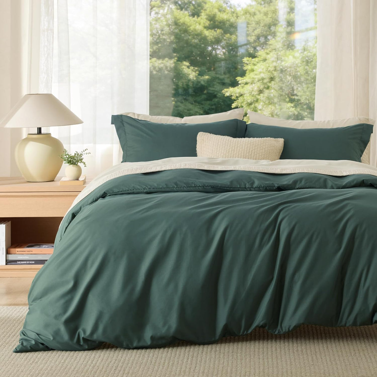 Bedsure Duvet Cover Queen Size, 3Pcs Soft Double Brushed Bedding Set, White