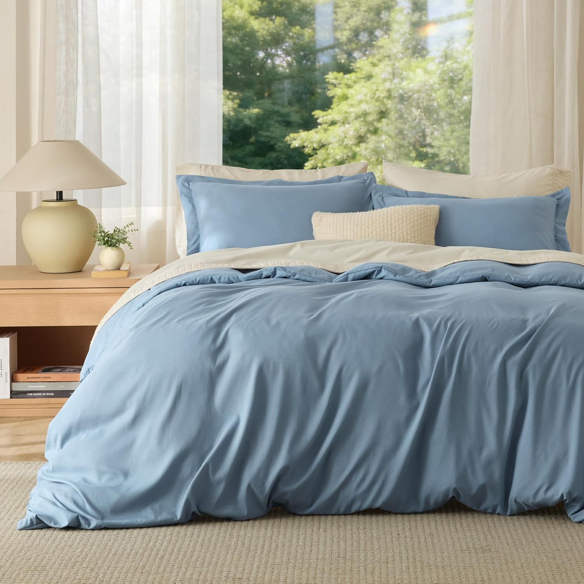 Bedsure Duvet Cover Queen Size, 3Pcs Soft Double Brushed Bedding Set, White