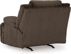 Signature Design by Ashley Top Tier Rocker Recliner Chair, Oversized Wide Seat, Cozy Corduroy Velvet Polyester Upholstery, Manual Pull Tab Lounge Chair for Living Room, No Assembly Required, Chocolate