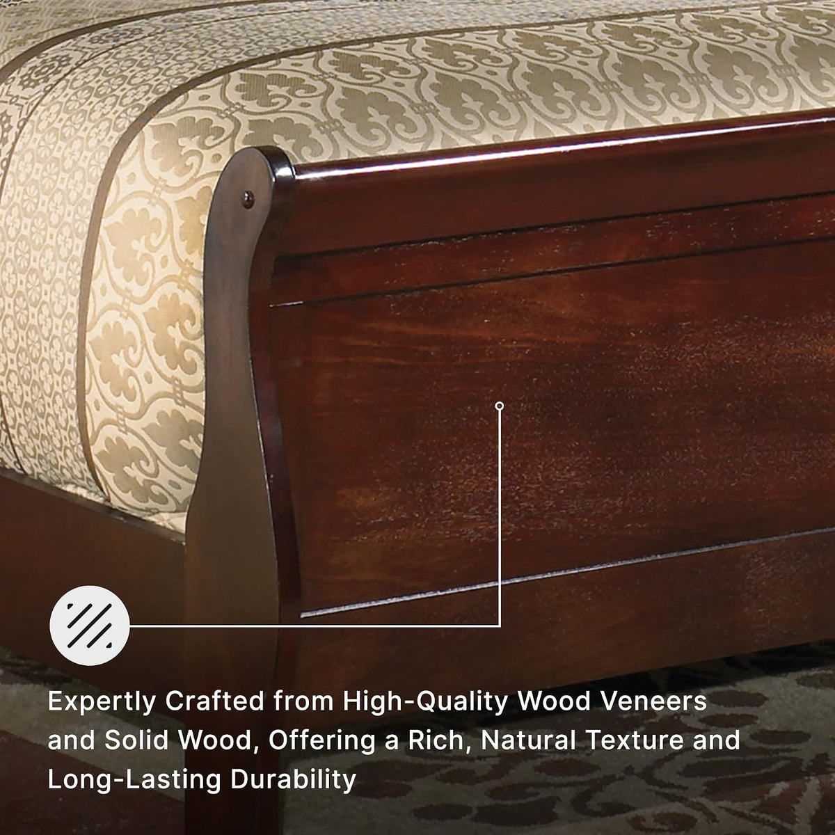 Signature Design by Ashley Alisdair King Wood Sleigh Bed, Dark Brown | King sleigh bed frame, Curved Louis Philippe style headboard, Box spring required, Veneers, wood and engineered wood
