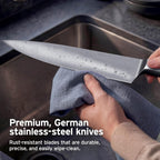 Ninja® NeverDull® 10-Pc German Steel Knife Set, Stone Gold, NK32010SD1 | Stays razor-sharp 10+ years. Premium German steel. Removable sharpener stores in a drawer saving up to 35% more counter space