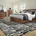 Signature Design by Ashley Area Rug, Abstract 10x14, Black/Ivory | Extra large modern abstract rug with medium 9 mm pile, 100% polyester for spacious living rooms, Bramshaw Series
