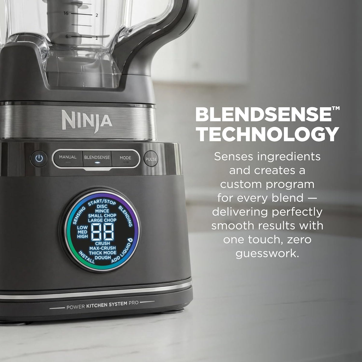 Ninja Kitchen System, BlendSense Tech, 72 oz, 1800PW, Black, TB401 | BlendSense Tech for smoothies, cookie dough, salsa & more. 8-cup processor bowl, 24-oz cup, 1800 peak watts.