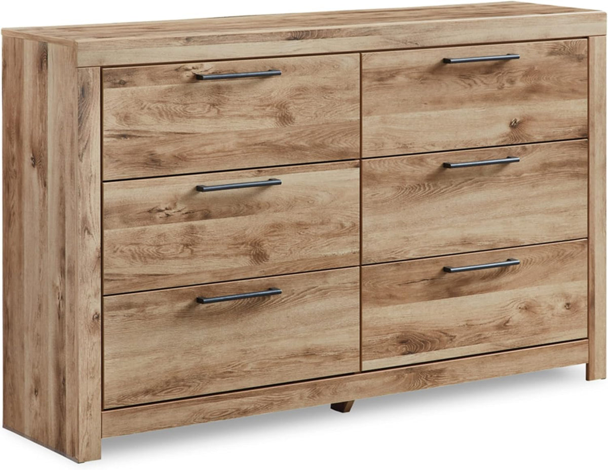 Signature Design by Ashley 6 Drawer Dresser for Bedroom, Golden Oak | 5-minute quick assembly, Contemporary tan brown finish, Durable engineered wood, Hyanna Series