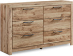 Signature Design by Ashley 6 Drawer Dresser for Bedroom, Golden Oak | 5-minute quick assembly, Contemporary tan brown finish, Durable engineered wood, Hyanna Series