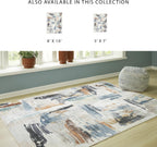 Signature Design by Ashley Washable Area Rug, 8x10, Abstract | 100% polyester with 7 mm medium pile, Abstract contemporary style for living rooms, Hessland Series