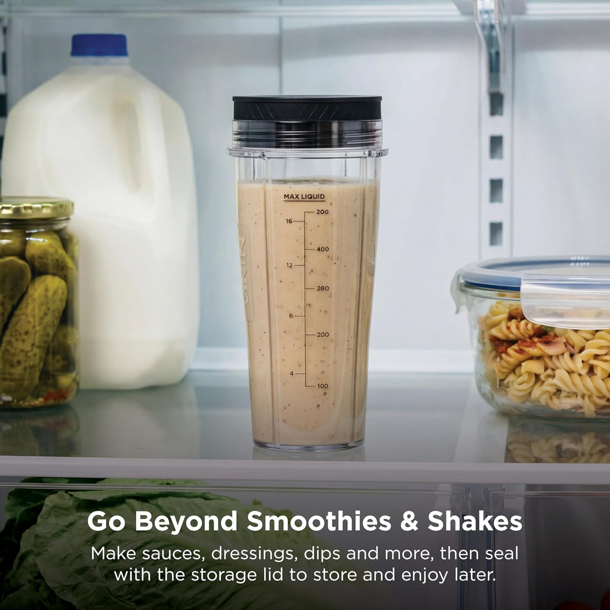 Ninja Nutri-Plus Personal Blender, 900PW, (3) 20oz Cups, Silver, BN301 | 900-peak-watt push-to-blend motor for smoothies & sauces. (3) 20-oz cups, 2 spout lids & storage lid. Dishwasher safe.