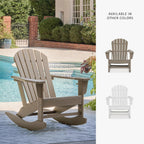 Signature Design by Ashley Sundown Treasure HDPE Outdoor Rocking Chair | All-weather HDPE resin Adirondack chair with built-in cup holder, Classic slat-back design for porches and patios