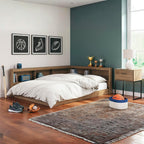 Signature Design by Ashley Deanlow Full Bookcase Storage Bed, Honey | Integrated bookcase headboard, Low-profile full size bed frame, Durable honey brown laminate, Youth rooms