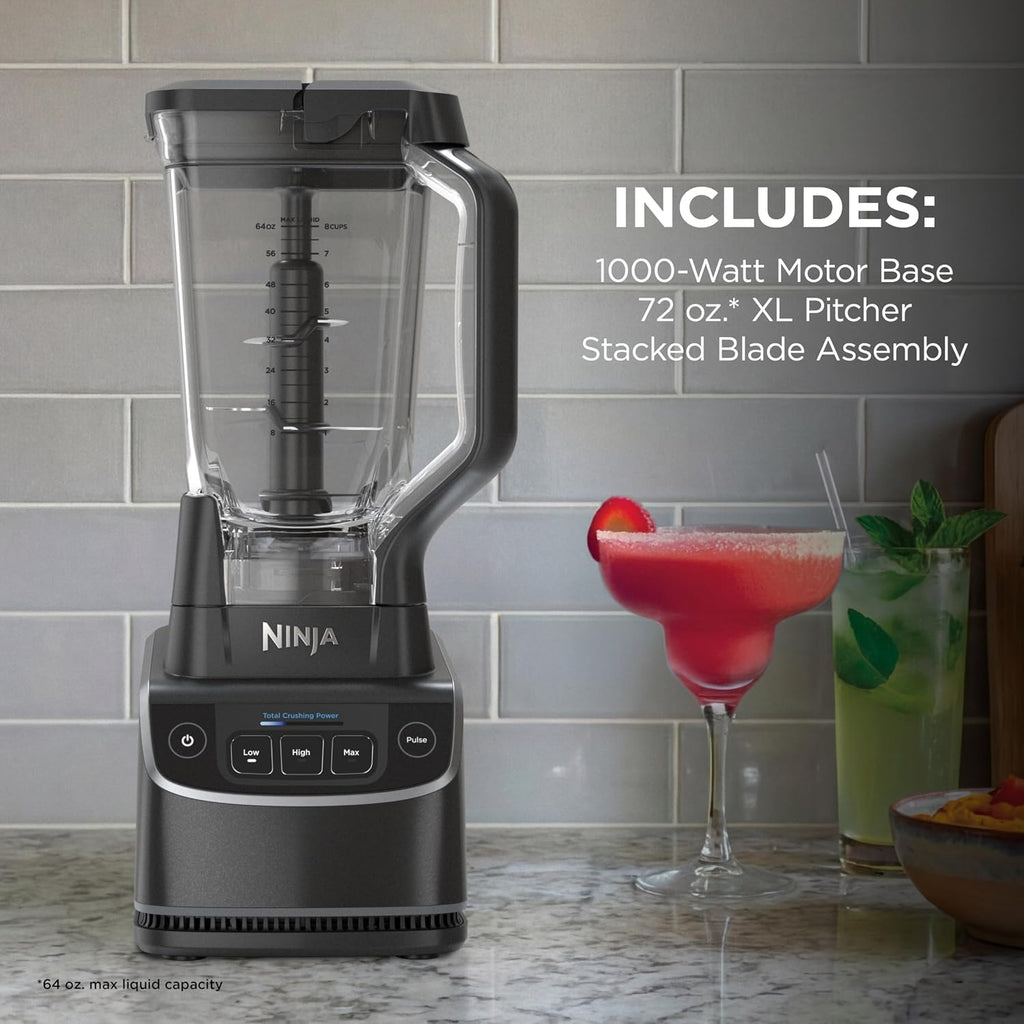Ninja UltraCrush Professional Blender, 1000W, 72oz Pitcher, 3 Speeds, BP201 | 1000W Total Crushing blades power through ice & fruit. XL 72-oz pitcher, 3 manual speeds plus pulse. Dishwasher safe.