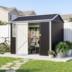 8.5 * 5.5 FT Metal Shed Garden Storage, Garden Shed, Waterproof Galvanized Steel with Window, Outdoor Apex Roof Shed with Lockable Double Doors&Gloves for Patio, Garden, Backyard, Bike, Garbage Bin