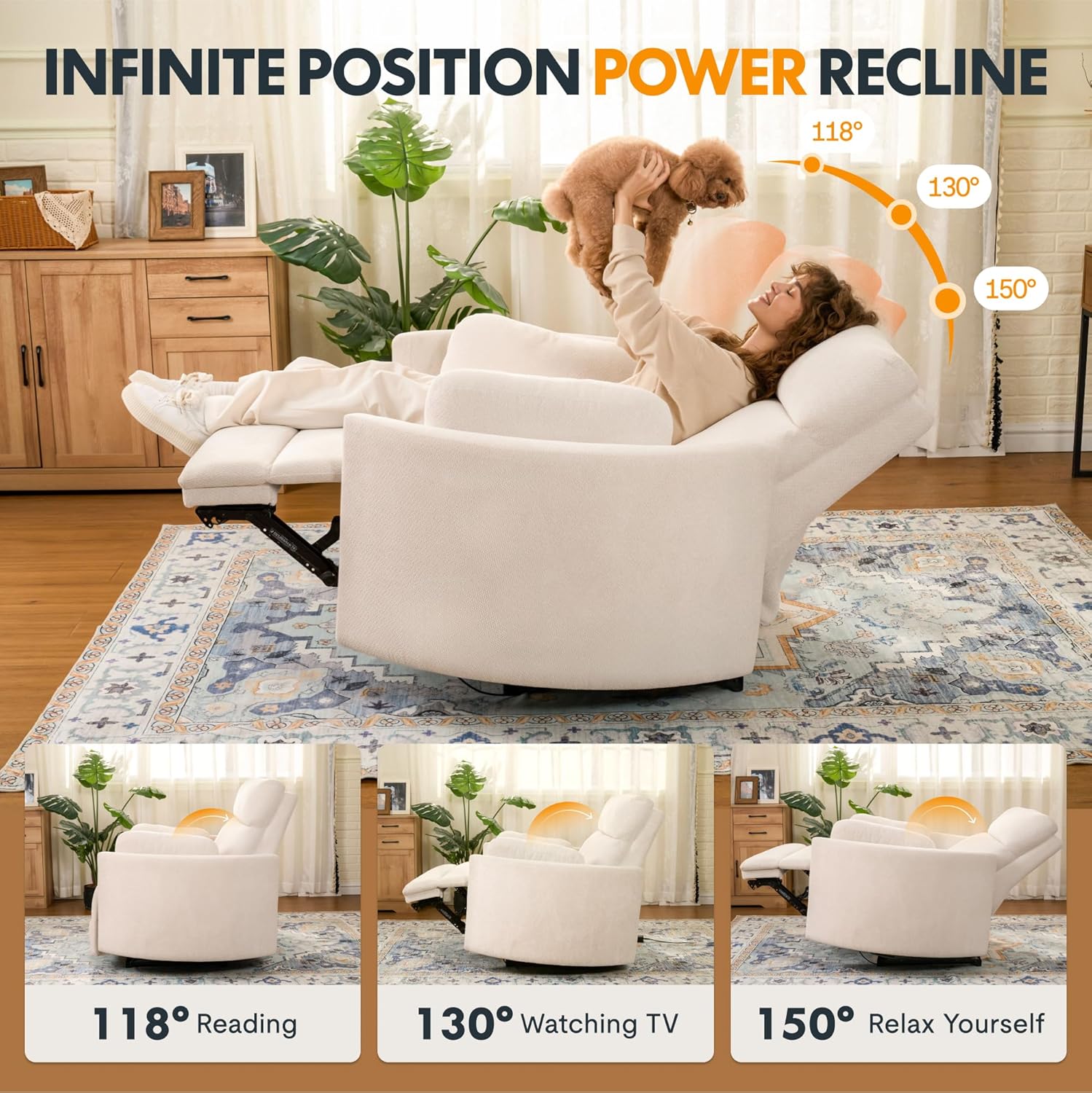 Tivra™ Mochi Oversized Power Recliner - 54" Luxury Lounging Chair