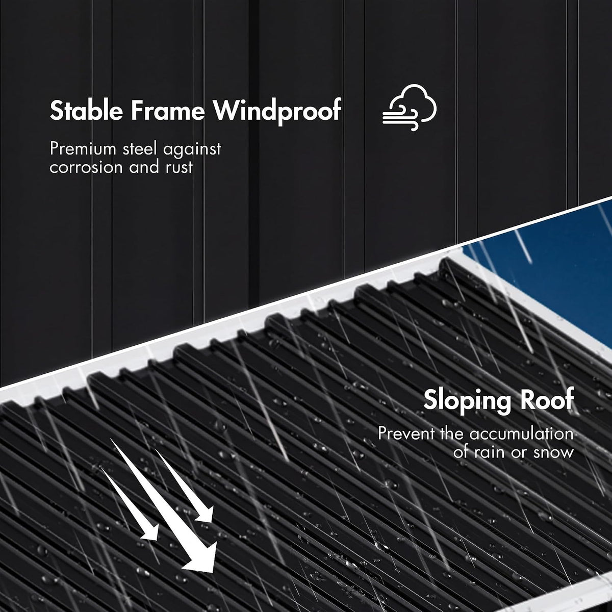 5x3 FT Metal Shed Garden Storage, Garden Shed, Waterproof Galvanized Steel with Window, Outdoor Lean-to Shed with Sliding Door,Lock and Gloves for Patio, Garden, Backyard, Bike, Garbage,Bin (Black)