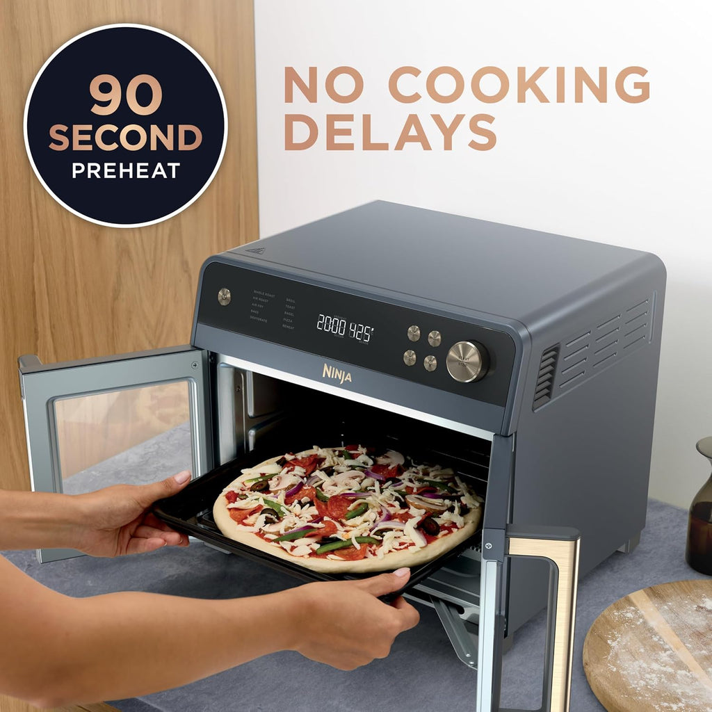 Ninja French Door Premier Air Fry Oven, 10-in-1, Cyberspace, FO101BL | 450F cyclonic air, PFAS-free surface, Air fry, sear crisp, bake, broil, toast, dehydrate