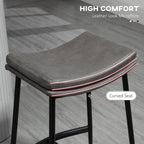 HOMCOM Breakfast Bar Stools Set of 2 Microfibre Upholstered Barstools Grey