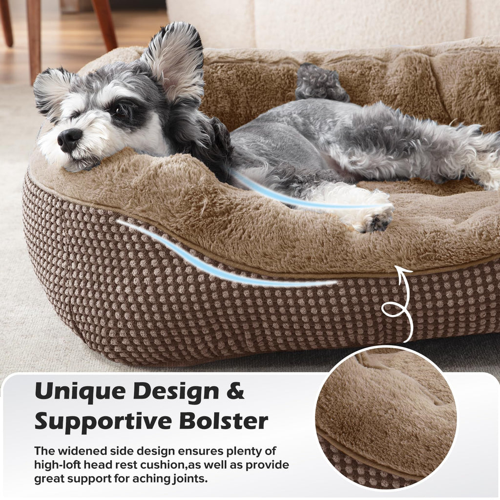 INVENHO Medium Dog Beds for Medium Dogs Washable, Rectangle Dog Bed Medium Size Dog, Orthopedic Dog Bed, Warming Soft Calming Sleeping Puppy Bed Durable Pet Bed with Anti-Slip Bottom M(30"x24"x9")