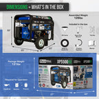 DuroMax XP13000HX 13,000-Watt Dual Fuel Portable Generator - Gas & Propane, Electric Start, Whole Home Power Backup, Transfer Switch Ready, RV & Emergency Ready